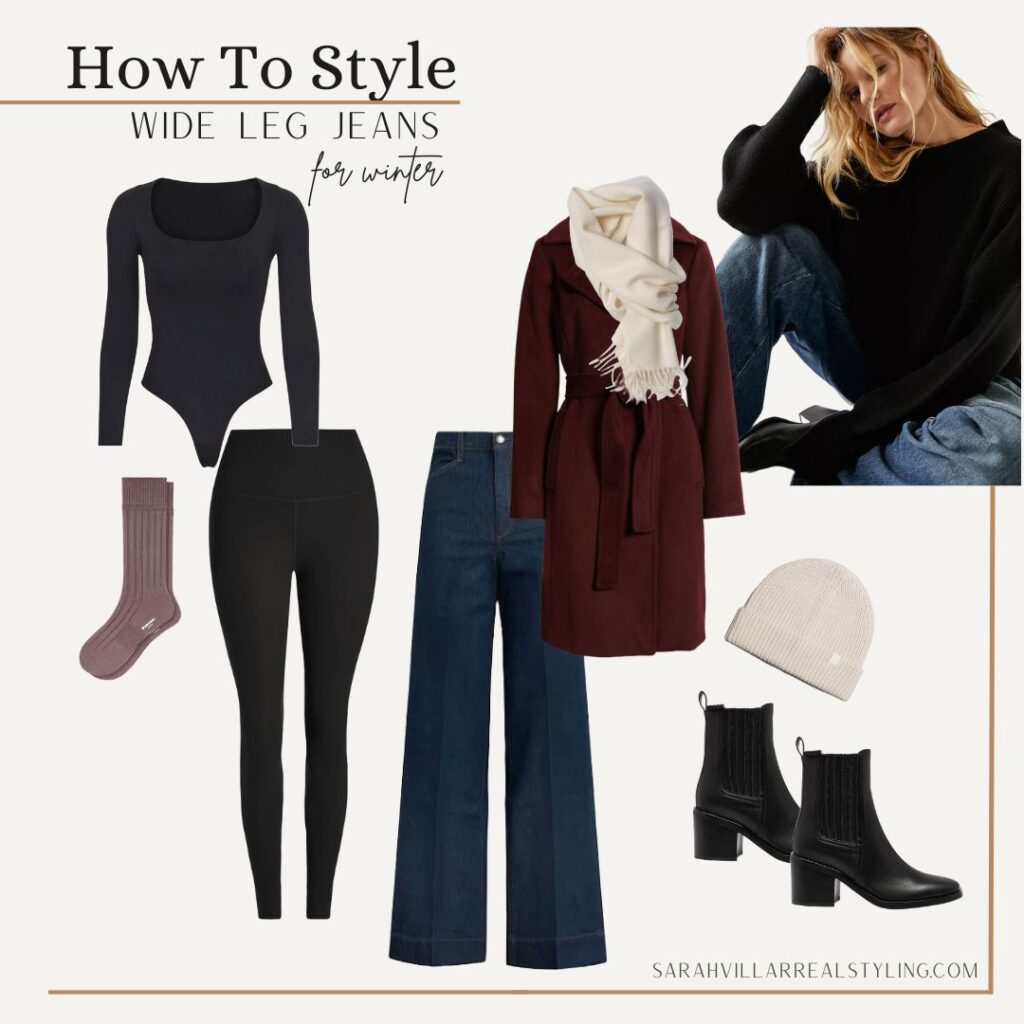 Style board with wide leg jeans